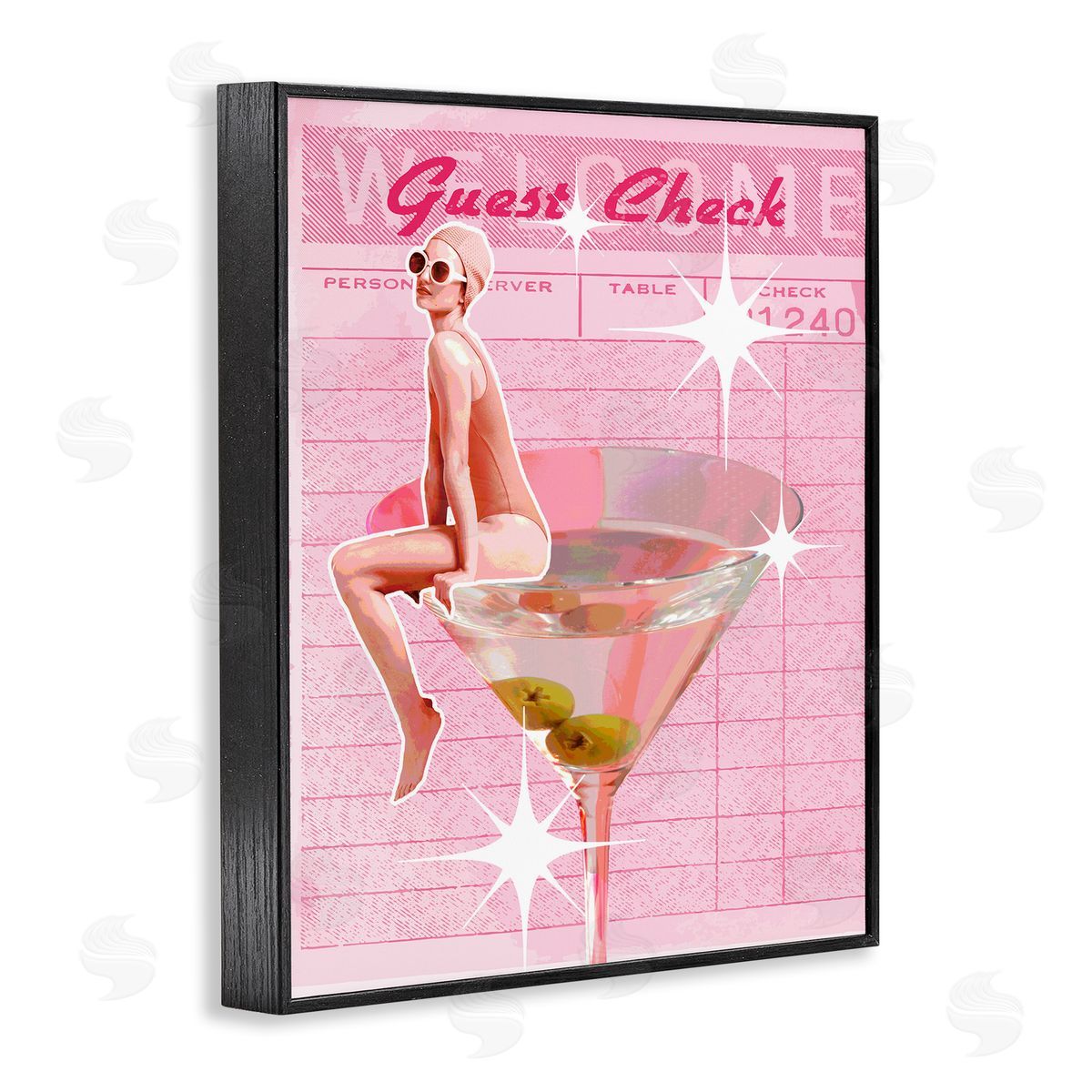 Retro Restaurant Check Cocktail Black Frame Print Wall Art, Home Decor by Stupell Studio
