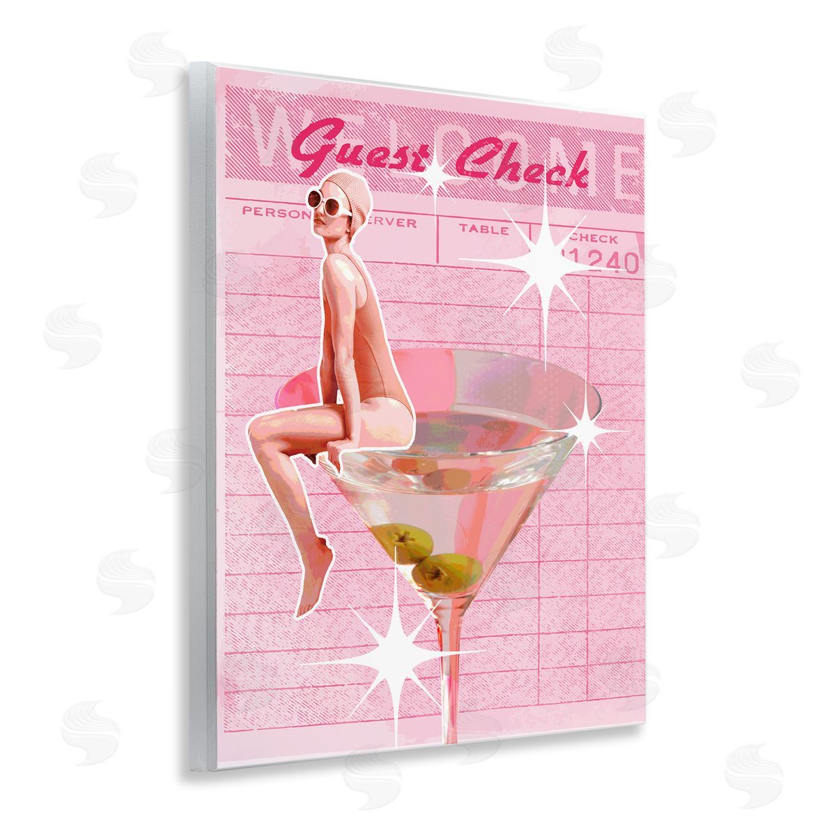 Retro Restaurant Check Cocktail Wood Plaque Wall Art, Home Decor by Stupell Studio