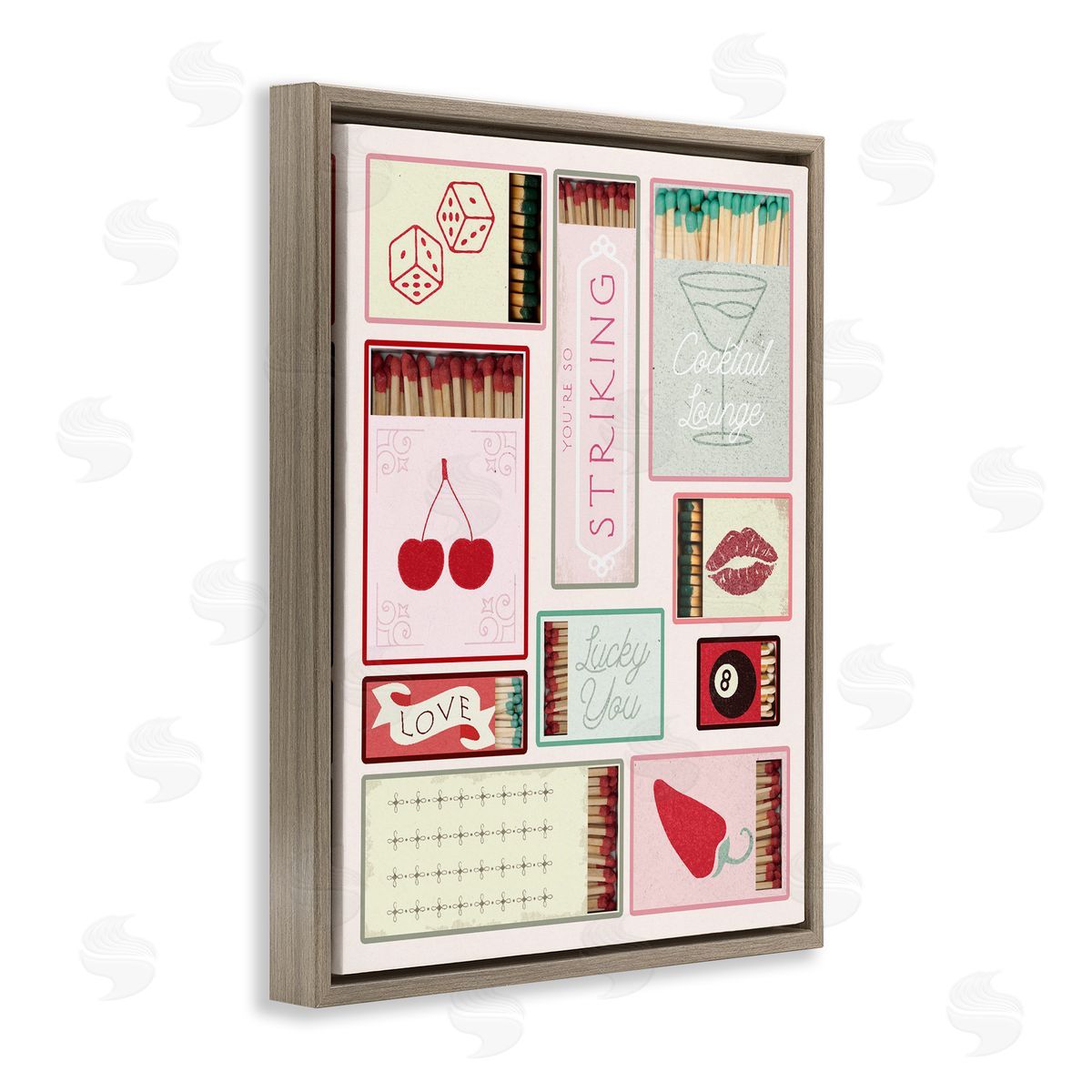 Trendy Glam Matchboxes Brown Floating Frame Canvas Wall Art, Home Decor by Stupell Studio