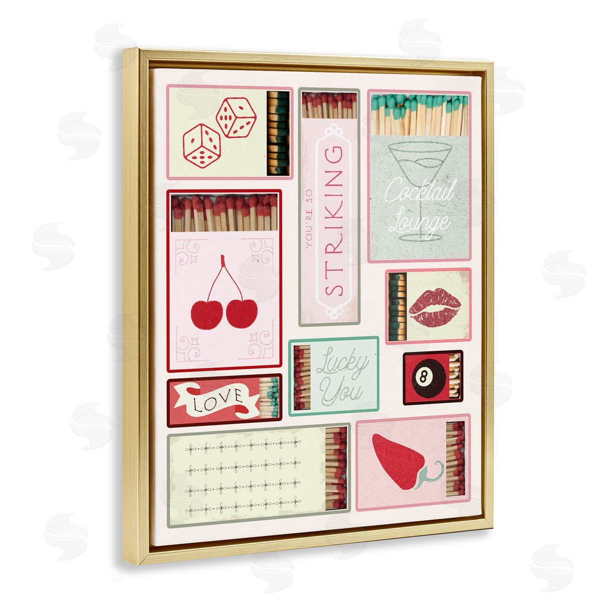 Trendy Glam Matchboxes Gold Floating Frame Canvas Wall Art, Home Decor by Stupell Studio