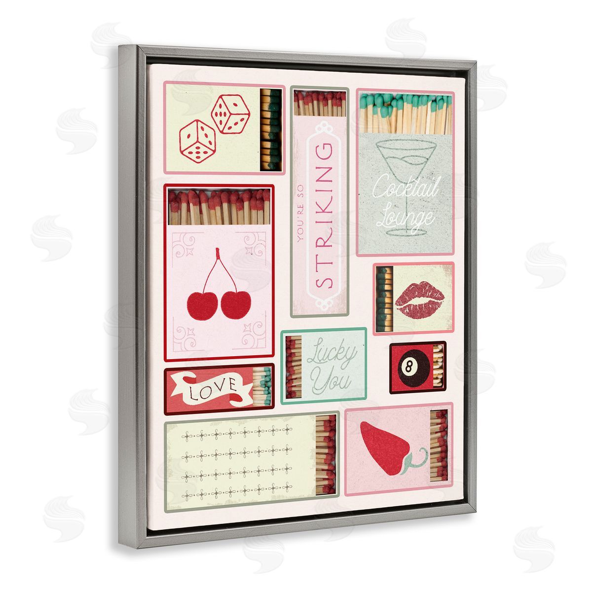 Trendy Glam Matchboxes Grey Floating Frame Canvas Wall Art, Home Decor by Stupell Studio