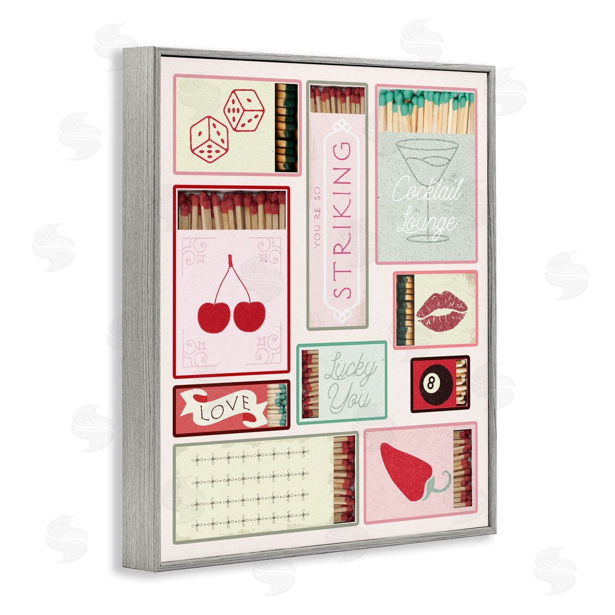 Trendy Glam Matchboxes Grey Frame Print Wall Art, Home Decor by Stupell Studio
