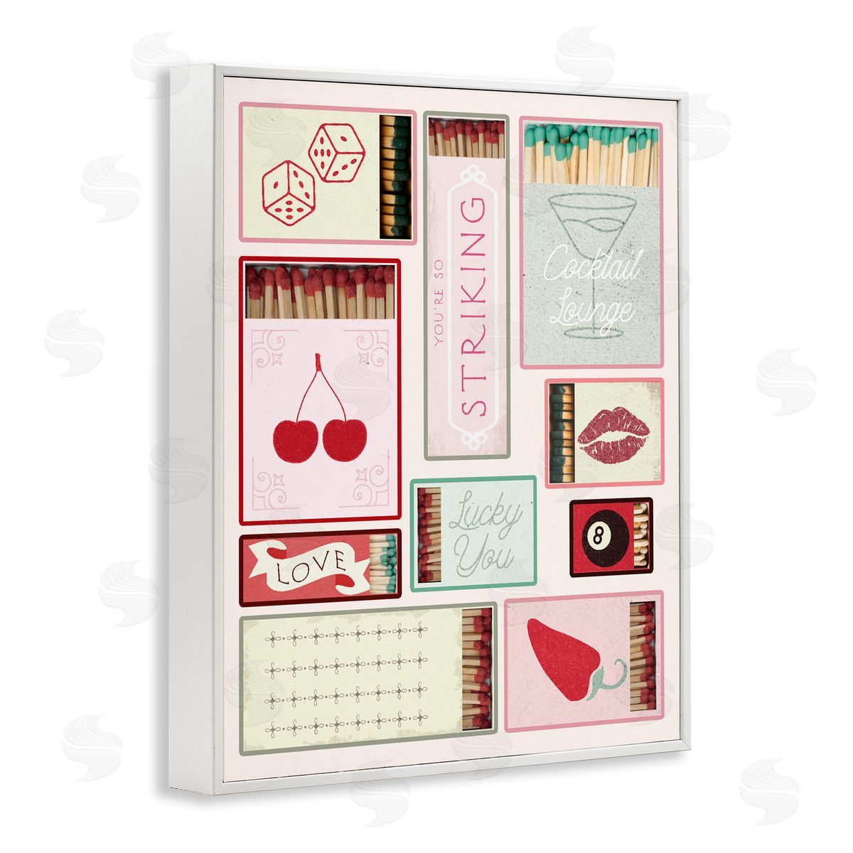 Trendy Glam Matchboxes White Frame Print Wall Art, Home Decor by Stupell Studio