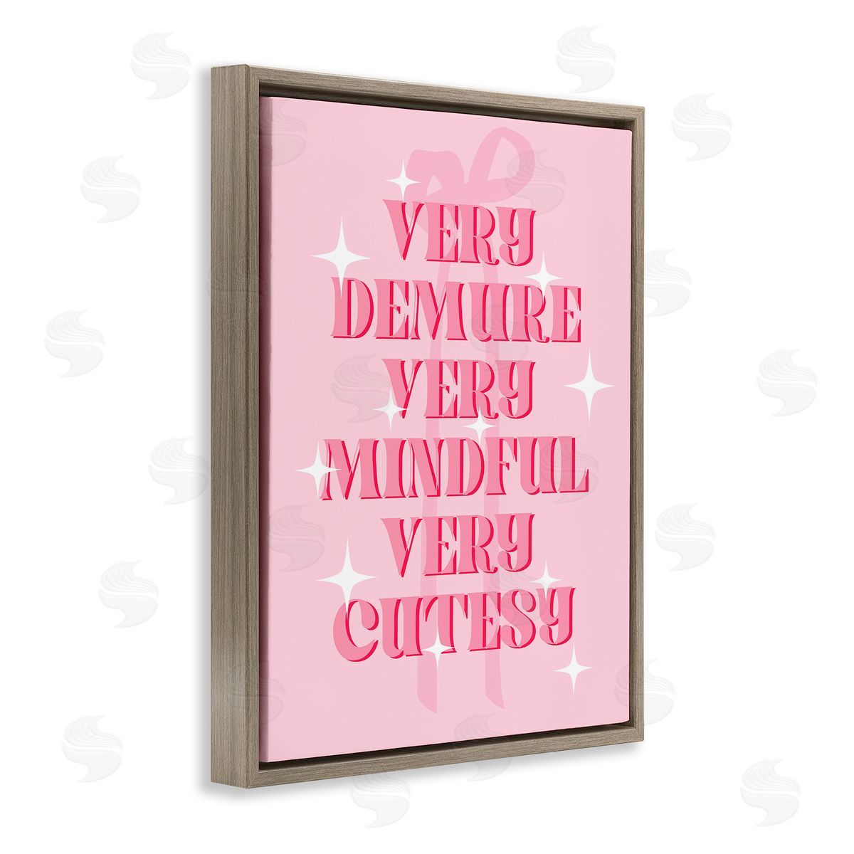 Pink Demure Mindful & Cutesy Brown Floating Frame Canvas Wall Art, Home Decor by Stupell Studio