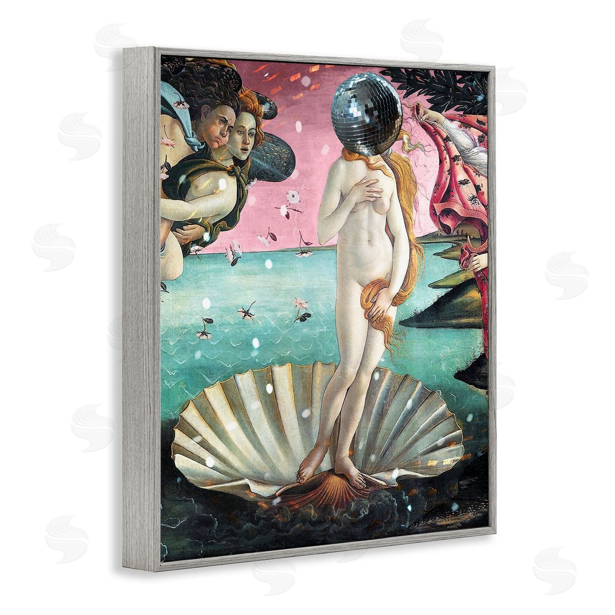 Classic Clamshell with Disco Ball Grey Frame Print Wall Art, Home Decor by Stupell Studio