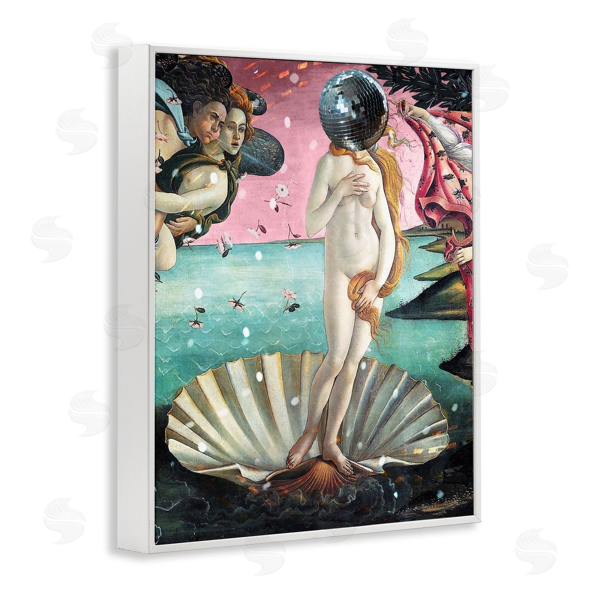 Classic Clamshell with Disco Ball White Frame Print Wall Art, Home Decor by Stupell Studio