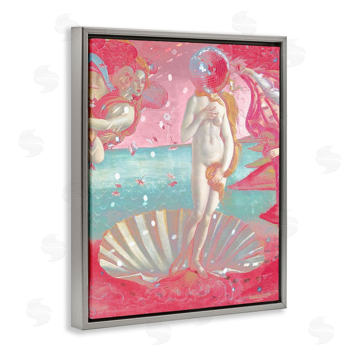 Chromatic Disco Venus & Clamshell Grey Floating Frame Canvas Wall Art, Home Decor by Stupell Studio