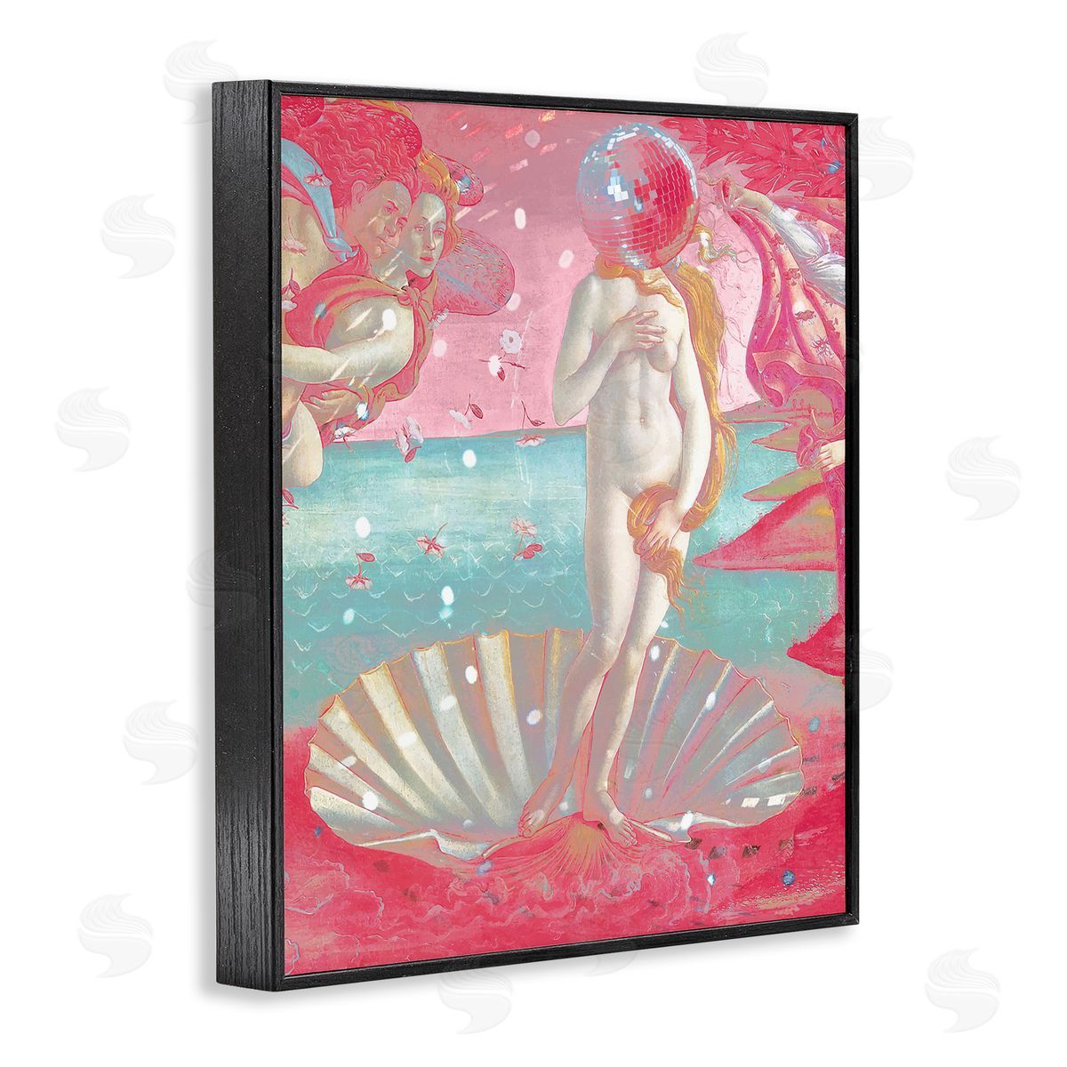 Chromatic Disco Venus & Clamshell Black Frame Print Wall Art, Home Decor by Stupell Studio