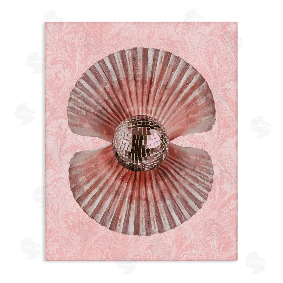 Disco Ball Clam Pearl Canvas Wall Art, Home Decor by Stupell Studio