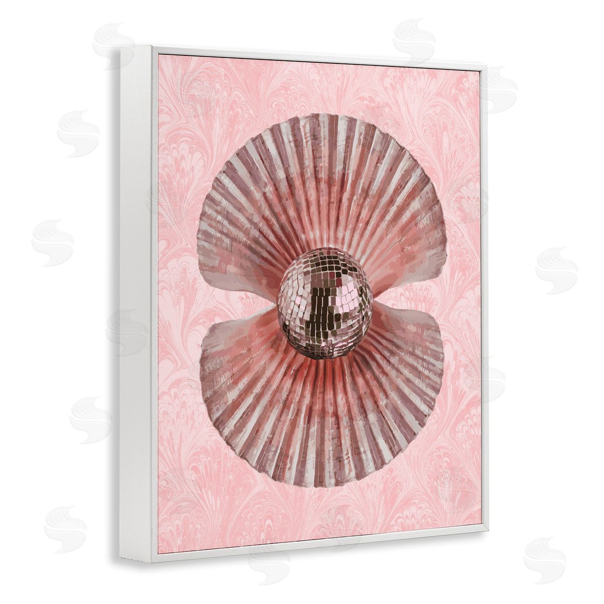 Disco Ball Clam Pearl White Frame Print Wall Art, Home Decor by Stupell Studio