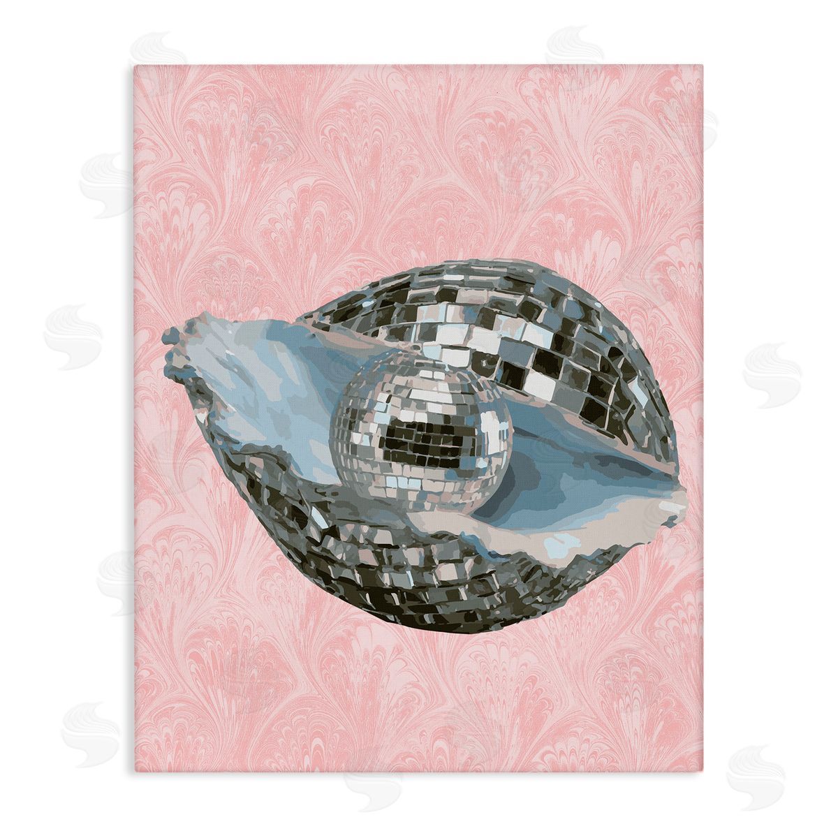 Disco Oyster on Pink Canvas Wall Art, Home Decor by Stupell Studio