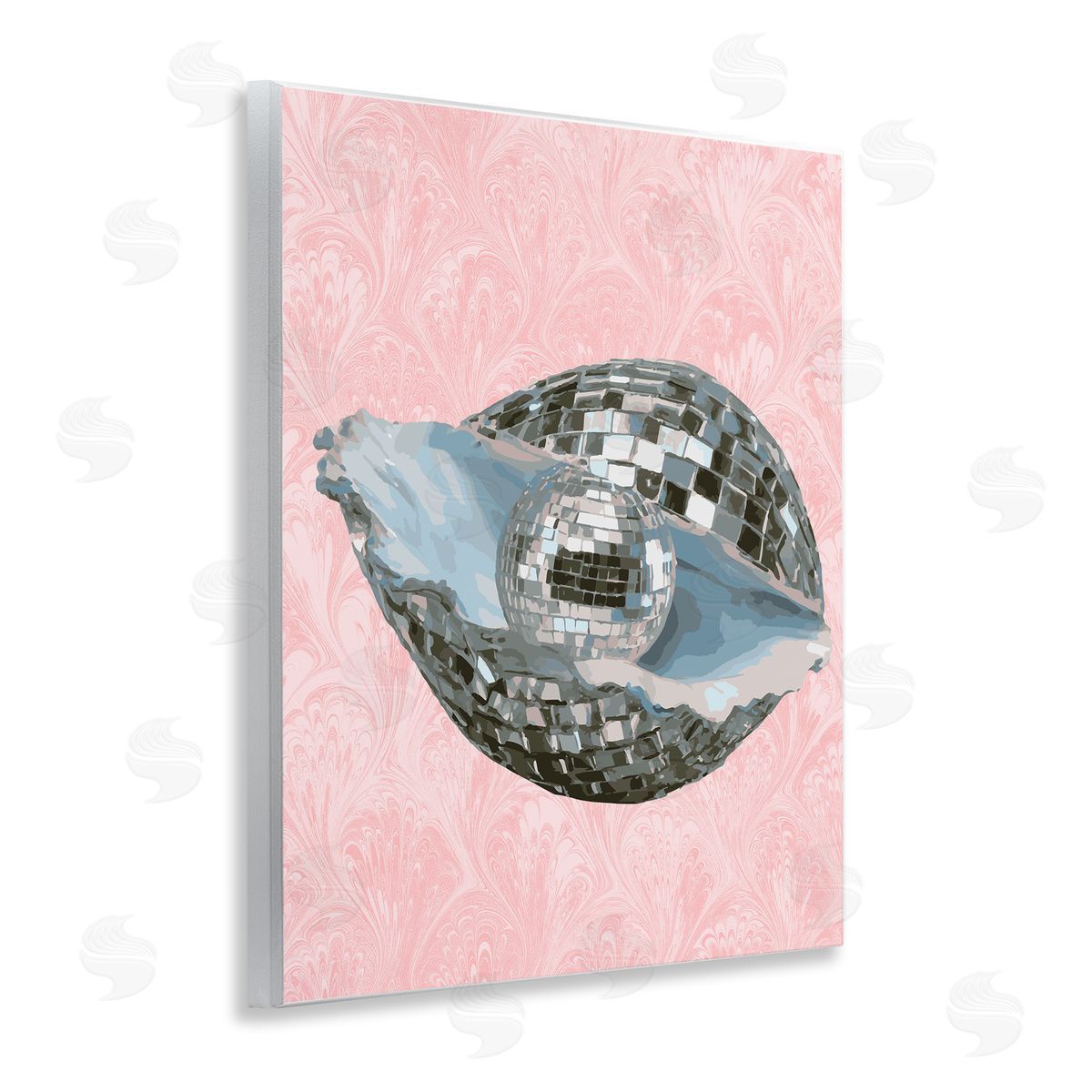 Disco Oyster on Pink Wood Plaque Wall Art, Home Decor by Stupell Studio