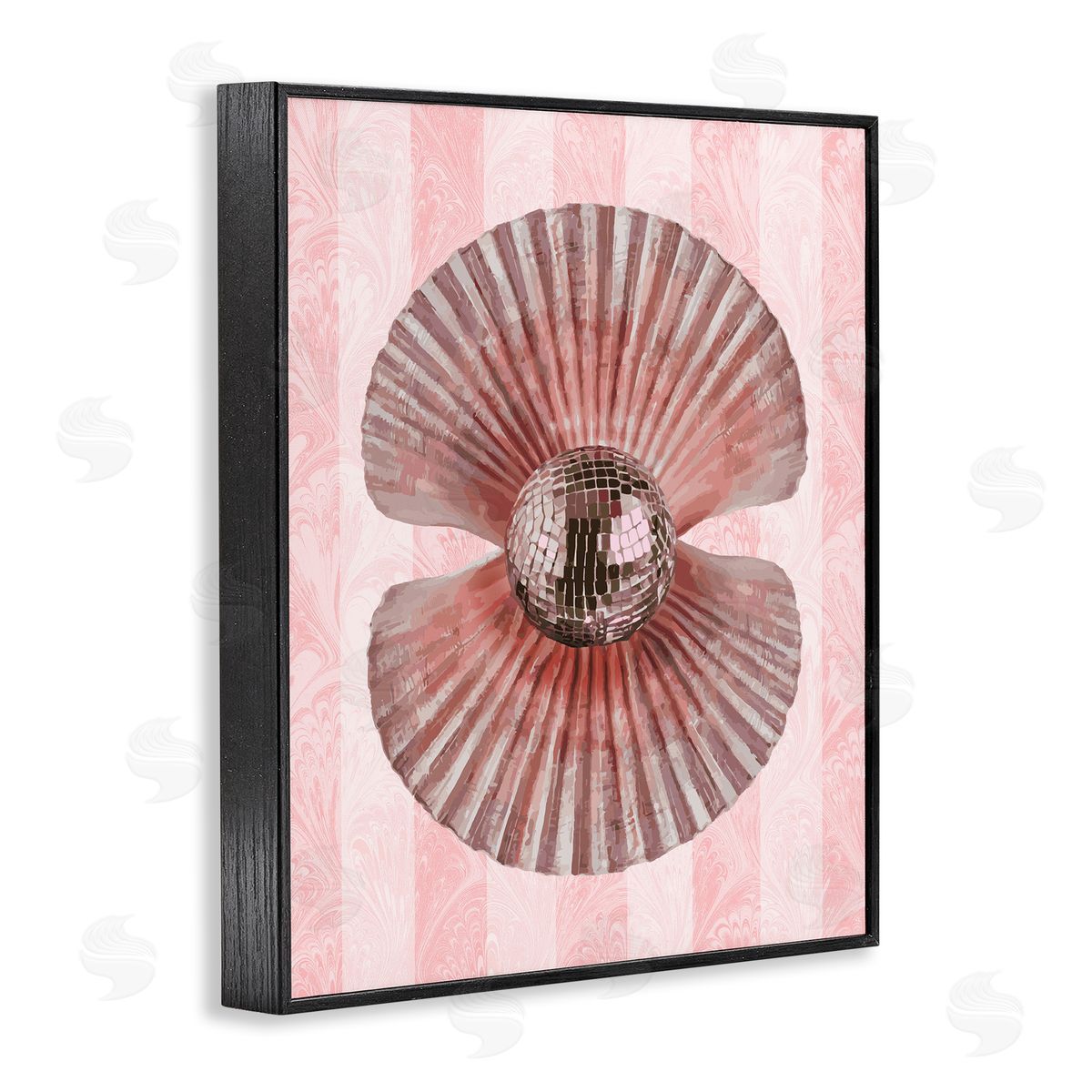 Disco Pearl in Clam Shell Black Frame Print Wall Art, Home Decor by Stupell Studio