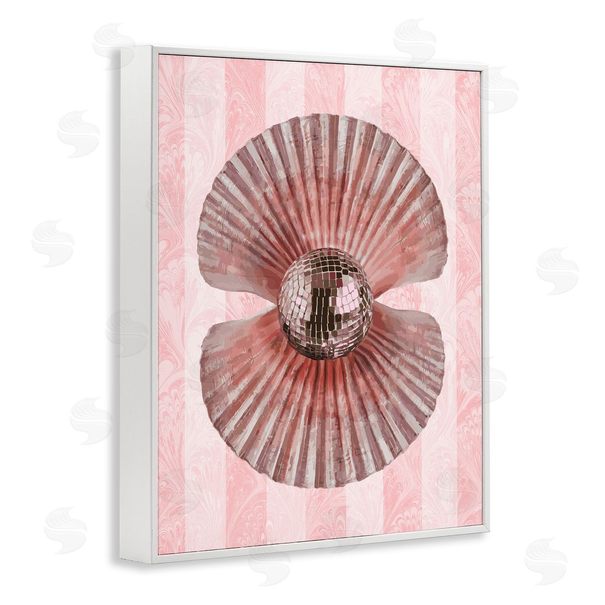 Disco Pearl in Clam Shell White Frame Print Wall Art, Home Decor by Stupell Studio