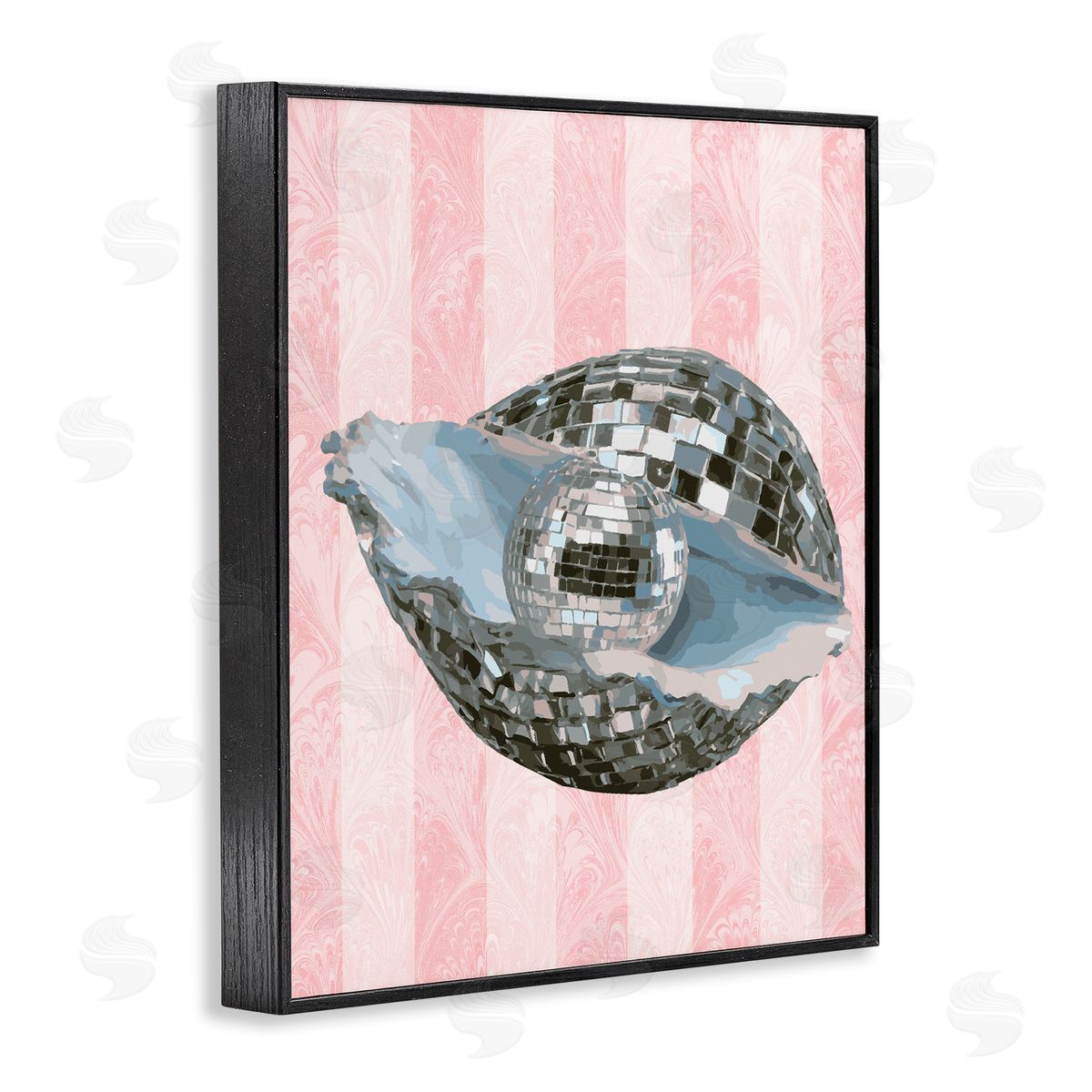 Disco Oyster on Stripes Black Frame Print Wall Art, Home Decor by Stupell Studio