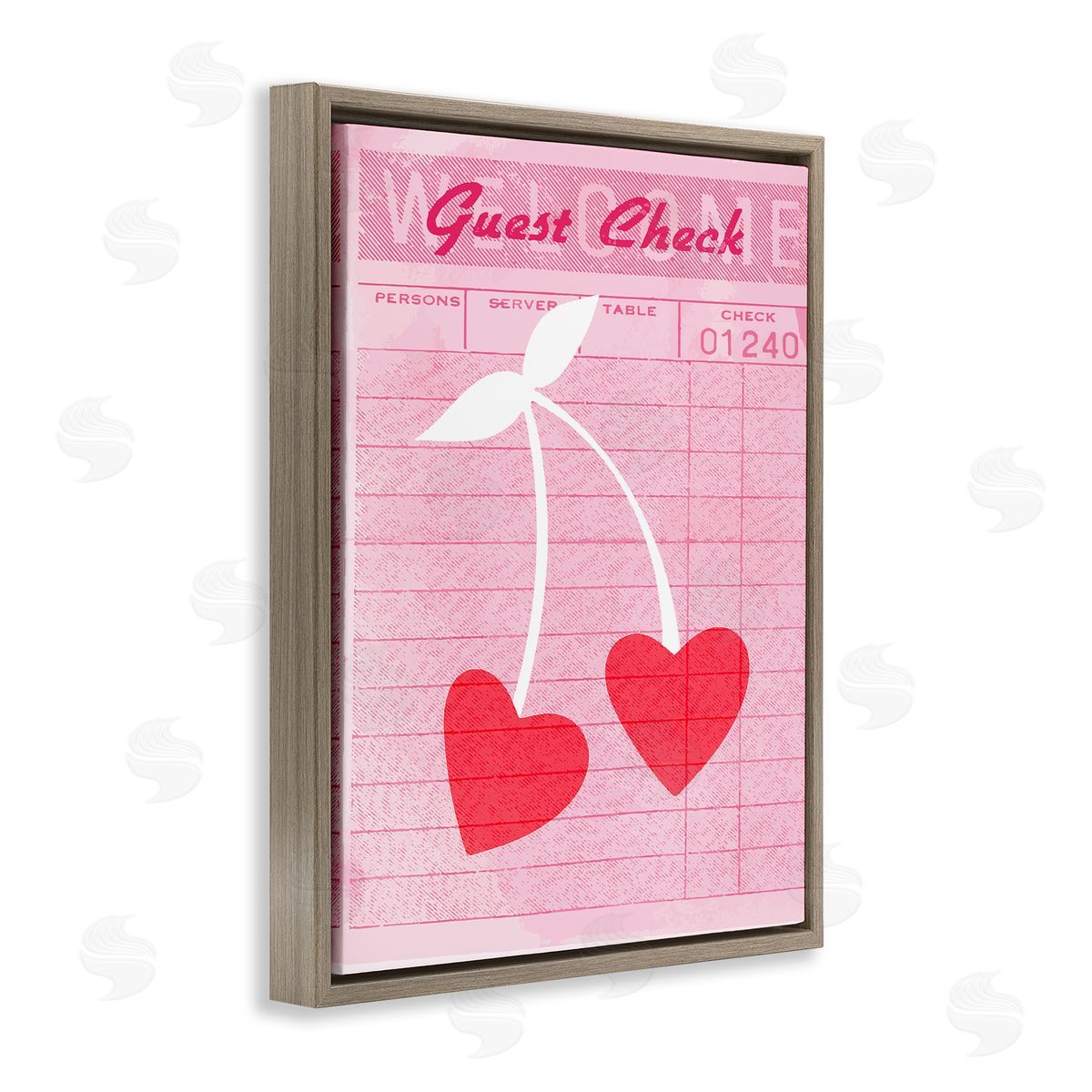 Cherries on Guest Check Brown Floating Frame Canvas Wall Art, Home Decor by Stupell Studio
