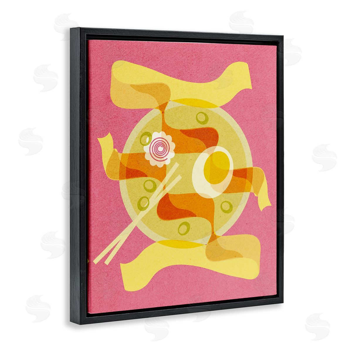 Retro Mod Ramen Bowl Black Floating Frame Canvas Wall Art, Home Decor by Stupell Studio