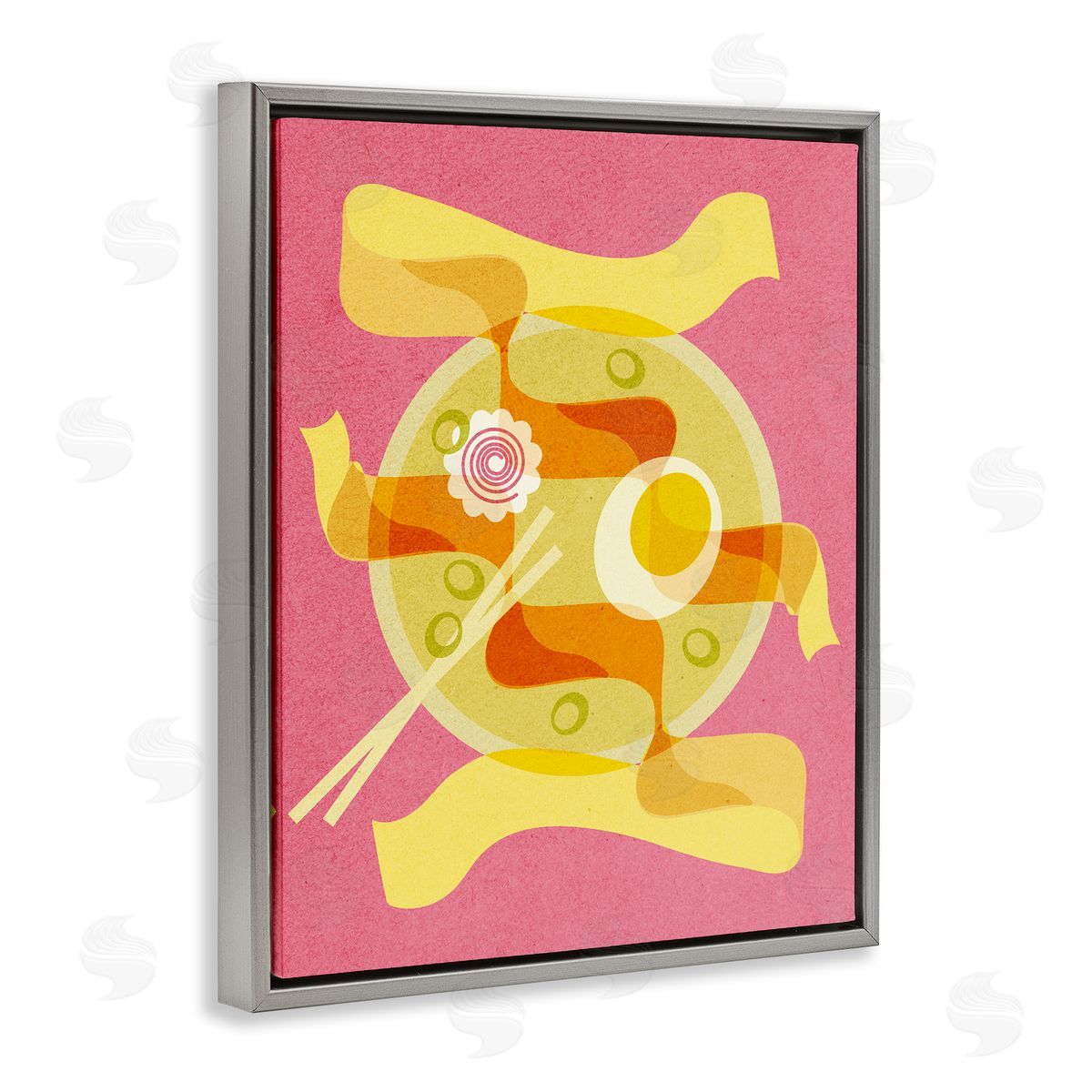 Retro Mod Ramen Bowl Grey Floating Frame Canvas Wall Art, Home Decor by Stupell Studio