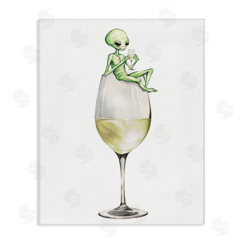 Stupell Studio | Alien Perched on Champagne Glass