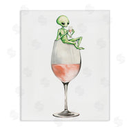 Stupell Studio | Lounging Alien on Wine Glass