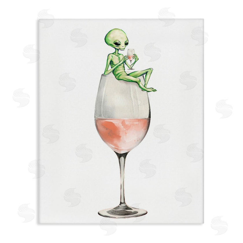 Stupell Studio | Lounging Alien on Wine Glass