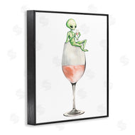 Stupell Studio | Lounging Alien on Wine Glass