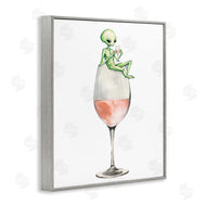 Stupell Studio | Lounging Alien on Wine Glass