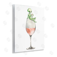 Stupell Studio | Lounging Alien on Wine Glass