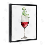 Stupell Studio | Alien Perched on Wine Glass