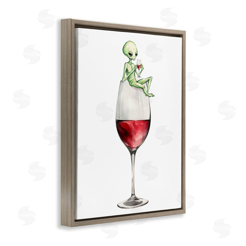 Stupell Studio | Alien Perched on Wine Glass
