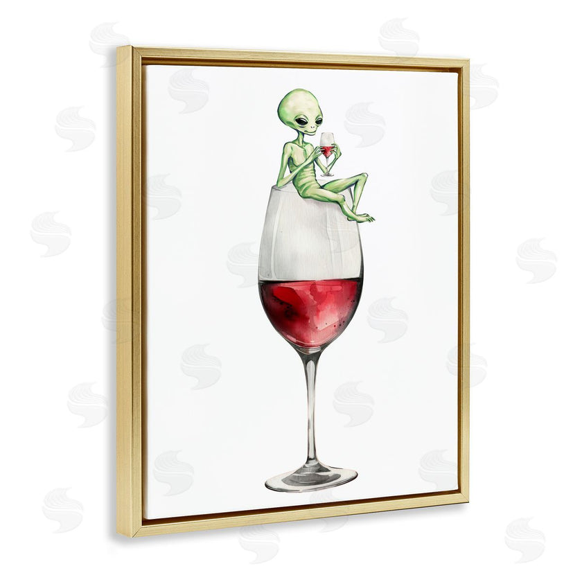 Stupell Studio | Alien Perched on Wine Glass