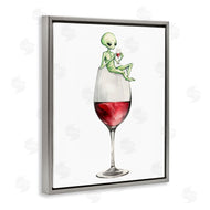 Stupell Studio | Alien Perched on Wine Glass