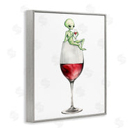 Stupell Studio | Alien Perched on Wine Glass