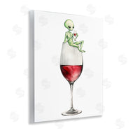 Stupell Studio | Alien Perched on Wine Glass