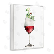 Stupell Studio | Alien Perched on Wine Glass