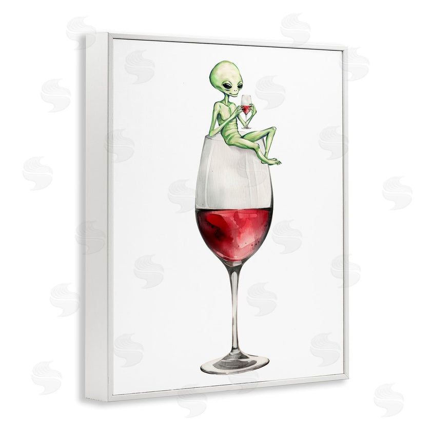 Stupell Studio | Alien Perched on Wine Glass