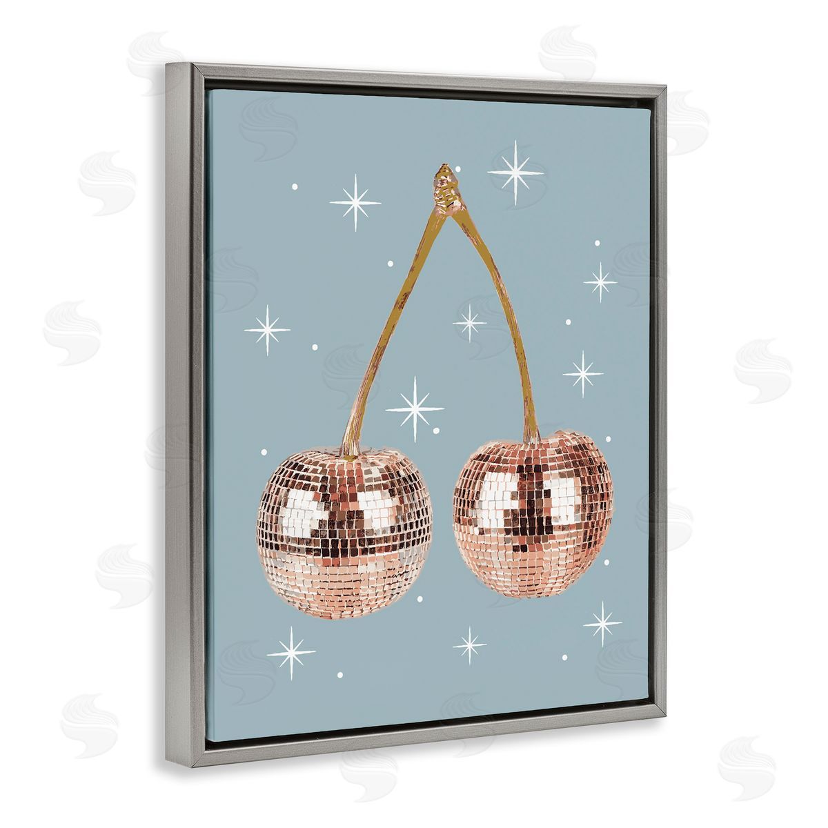 Luminous Glam Cherries Grey Floating Frame Canvas Wall Art, Home Decor by Stupell Studio