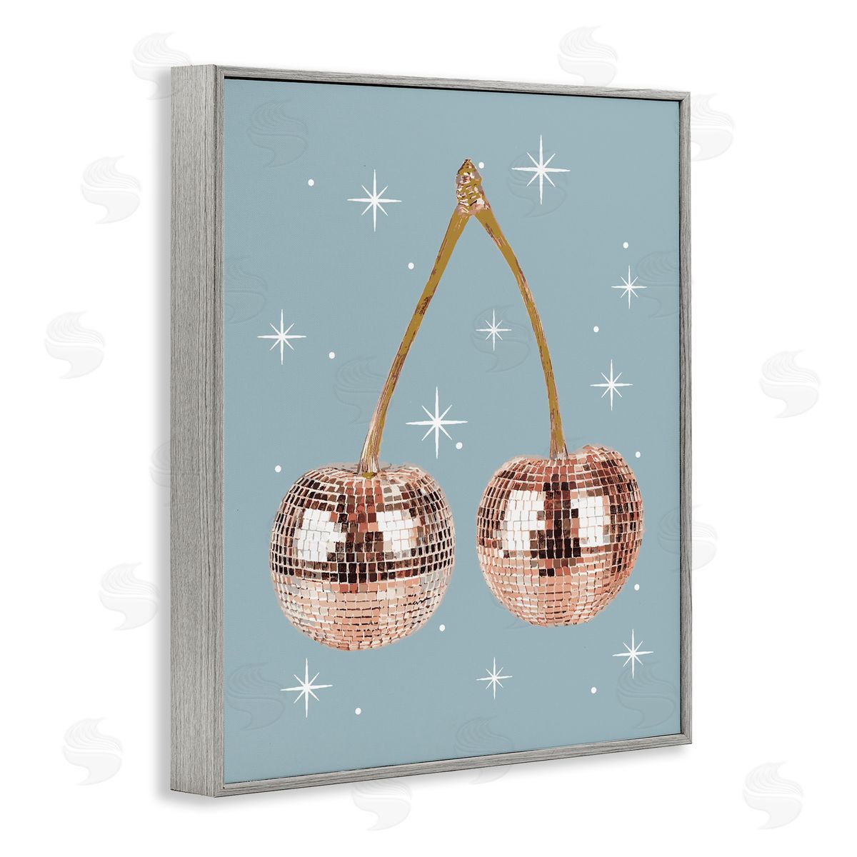Luminous Glam Cherries Grey Frame Print Wall Art, Home Decor by Stupell Studio