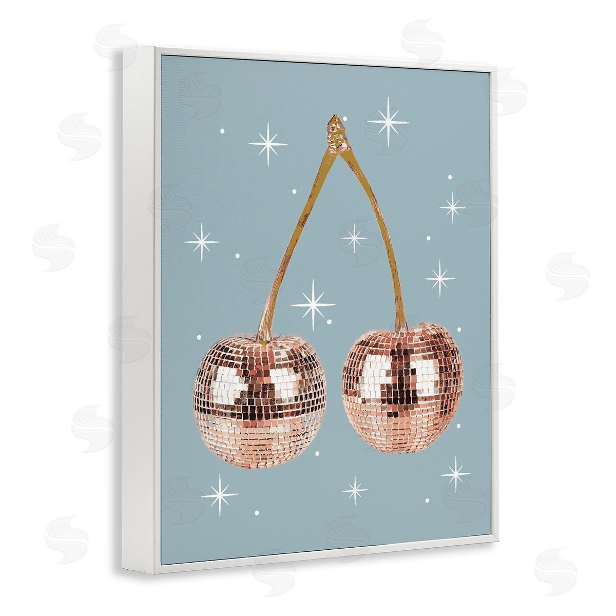 Luminous Glam Cherries White Frame Print Wall Art, Home Decor by Stupell Studio