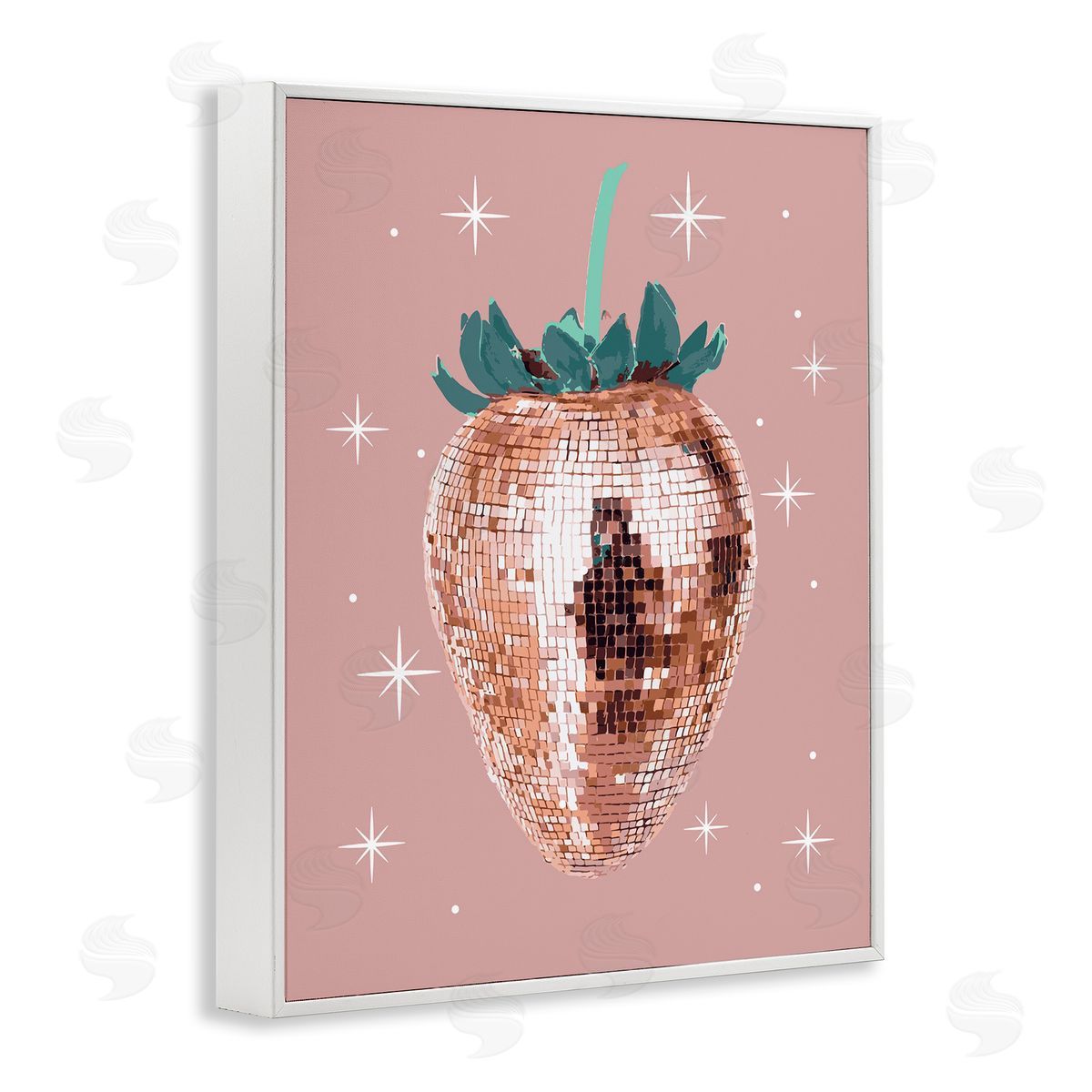 Luminous Glam Strawberry White Frame Print Wall Art, Home Decor by Stupell Studio