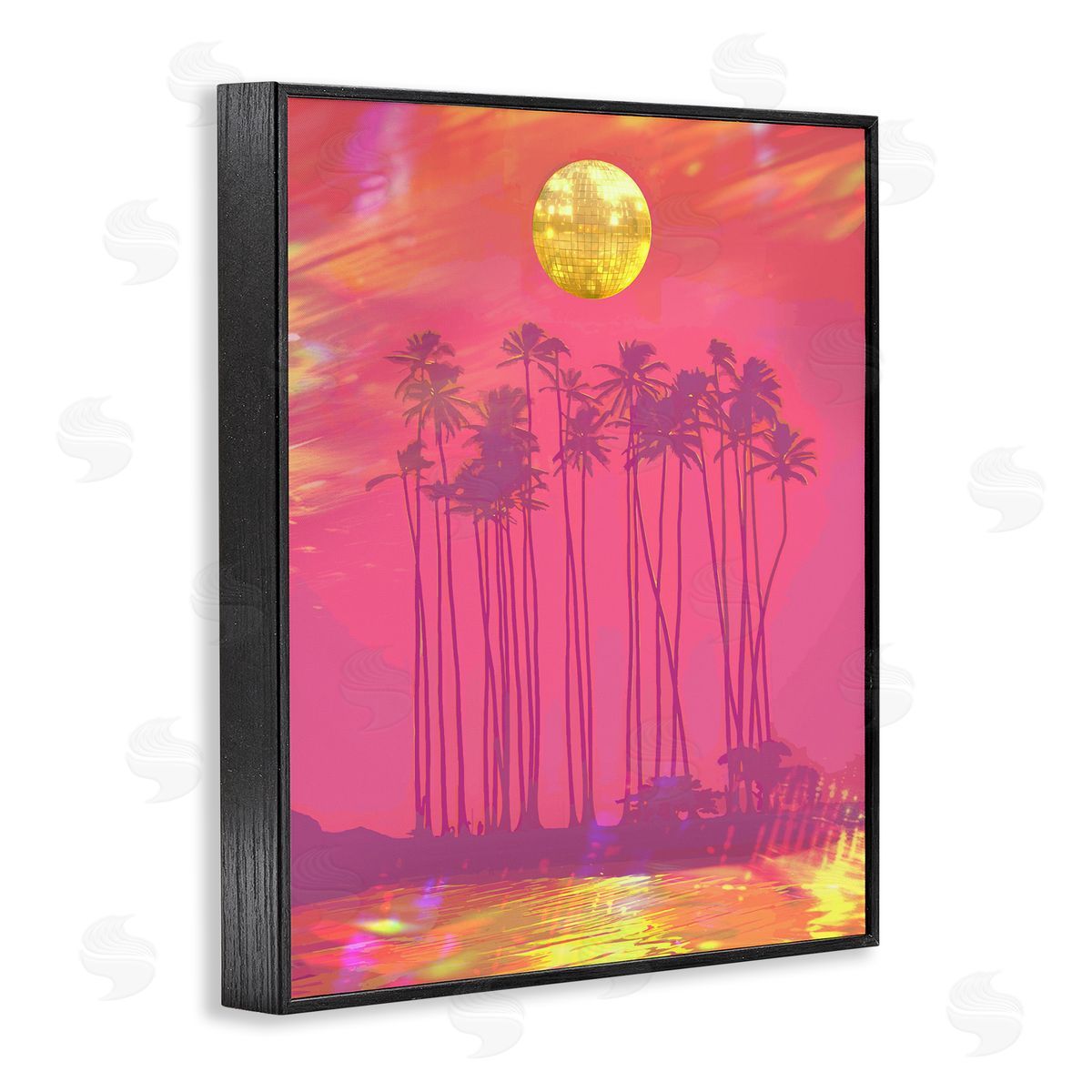 Disco Over Tropical Palms Black Frame Print Wall Art, Home Decor by Stupell Studio