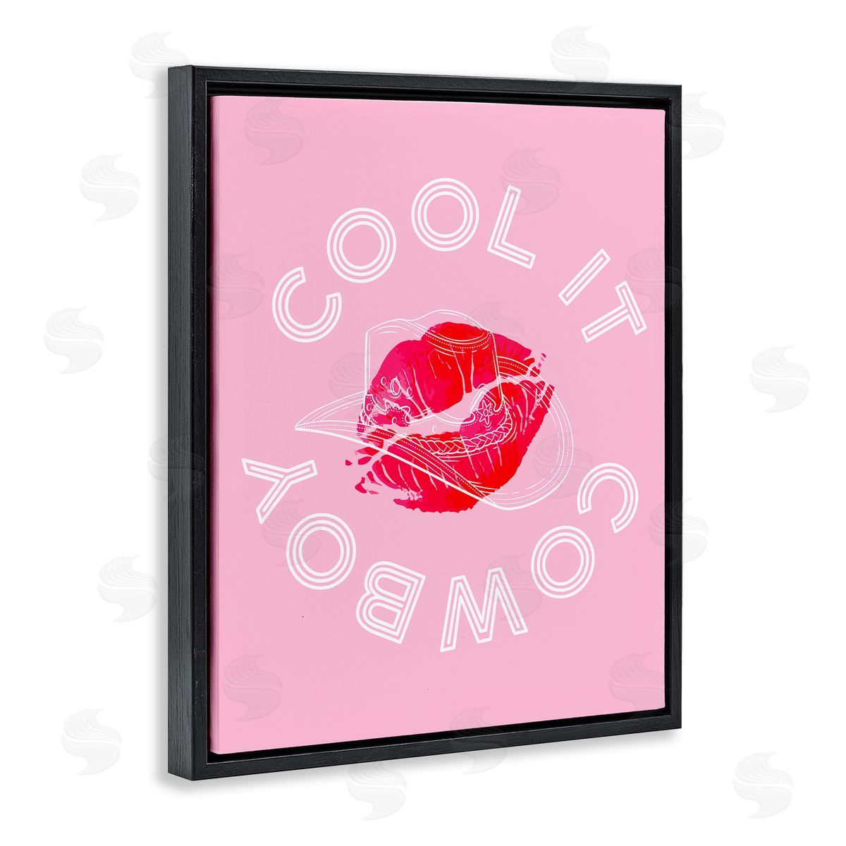 Cool It Cowboy with Kiss Black Floating Frame Canvas Wall Art, Home Decor by Stupell Studio