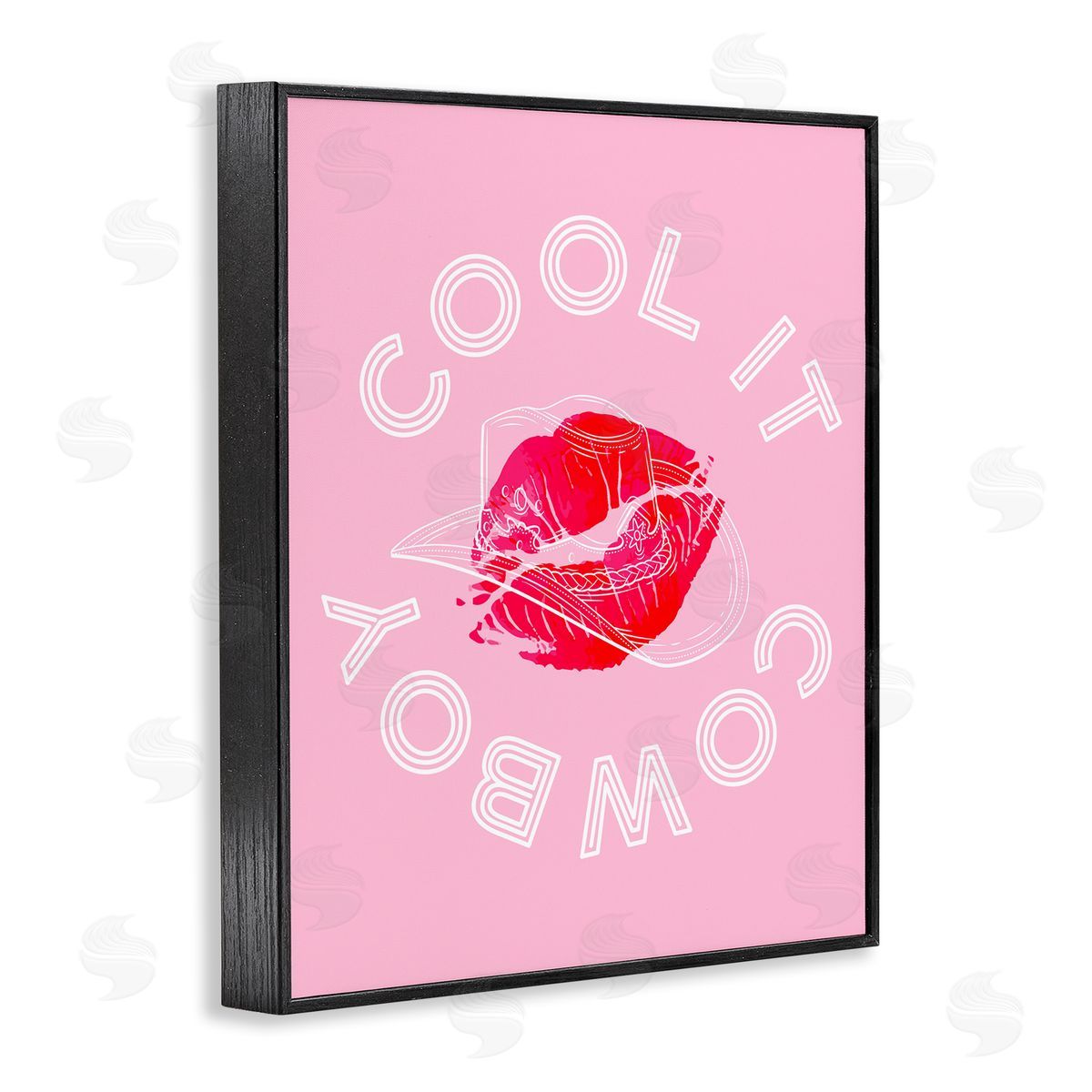 Cool It Cowboy with Kiss Black Frame Print Wall Art, Home Decor by Stupell Studio
