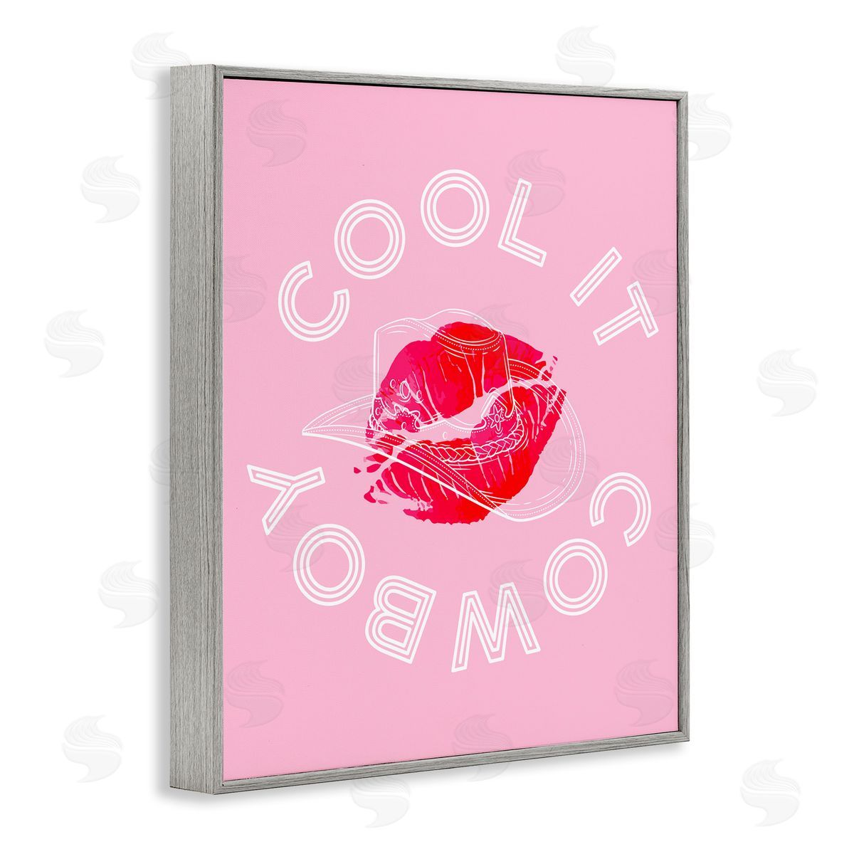 Cool It Cowboy with Kiss Grey Frame Print Wall Art, Home Decor by Stupell Studio