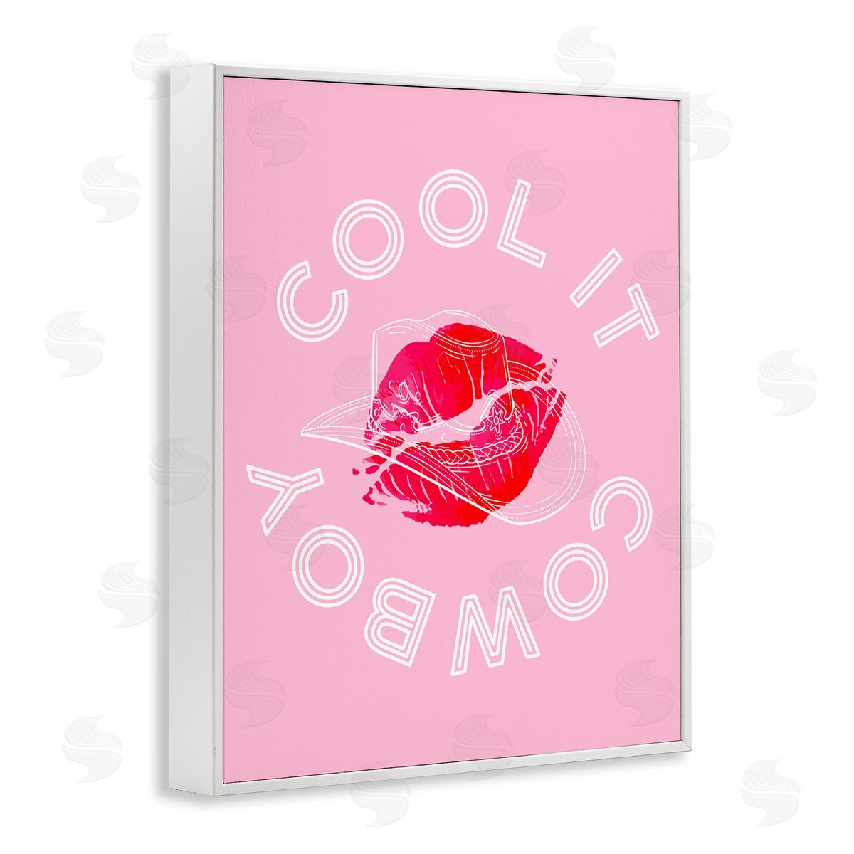 Cool It Cowboy with Kiss White Frame Print Wall Art, Home Decor by Stupell Studio