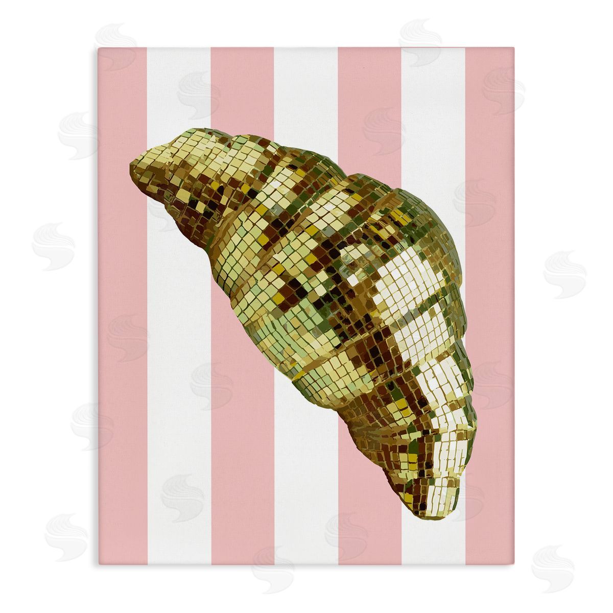 Disco Croissant & Pink Stripes Canvas Wall Art, Home Decor by Stupell Studio