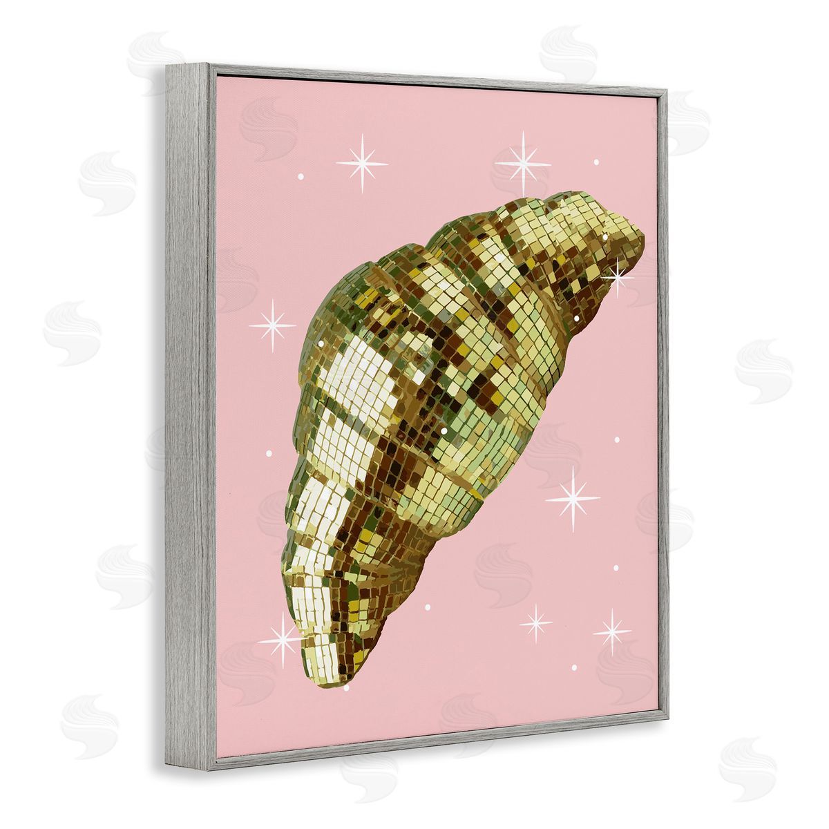 Luminous Disco Croissant Grey Frame Print Wall Art, Home Decor by Stupell Studio