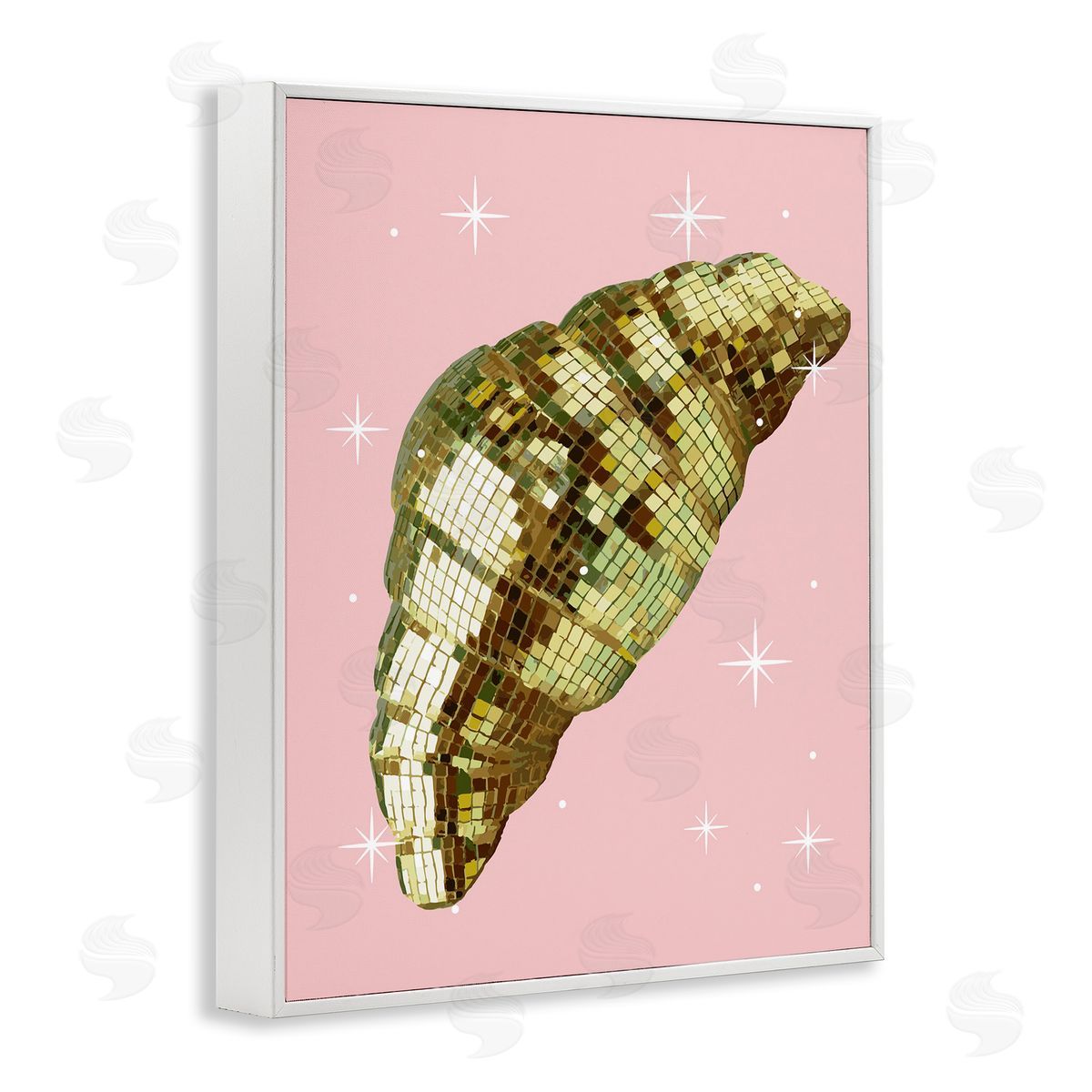 Luminous Disco Croissant White Frame Print Wall Art, Home Decor by Stupell Studio