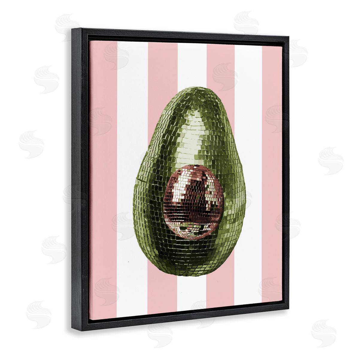 Disco Avocado on Pink Black Floating Frame Canvas Wall Art, Home Decor by Stupell Studio