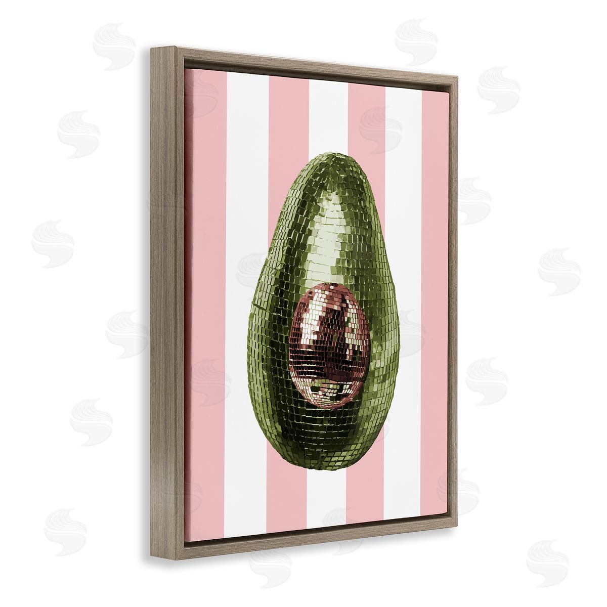 Disco Avocado on Pink Brown Floating Frame Canvas Wall Art, Home Decor by Stupell Studio